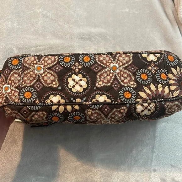 Vera Bradley quilted floral canyon brown/tan/orange design shoulder strap purse - Picture 8 of 13